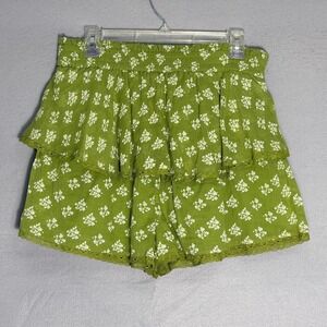Bila 77 Floral Ruffle Shorts Womens Size L Cotton Boho Cottagecore Feminine